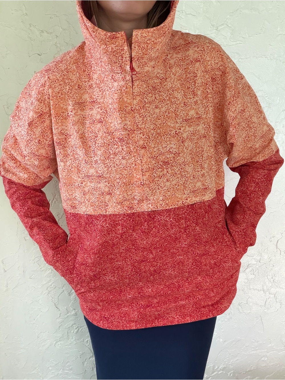 BNWT Outdoor Voices Two-Tone Coral & Deep Coral Cowl Pullover